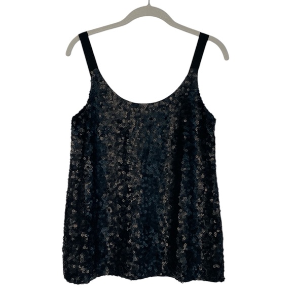 Theory Ondrea Black Sequins Over Silk Tank Top (P1) - Picture 3 of 12